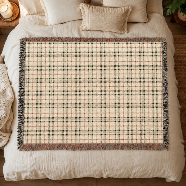 Plaid Woven Blanket - Red and White Christmas Colors