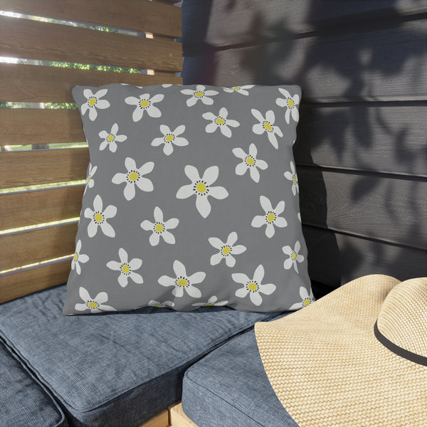 Daisy on Gray - Outdoor Throw Pillow