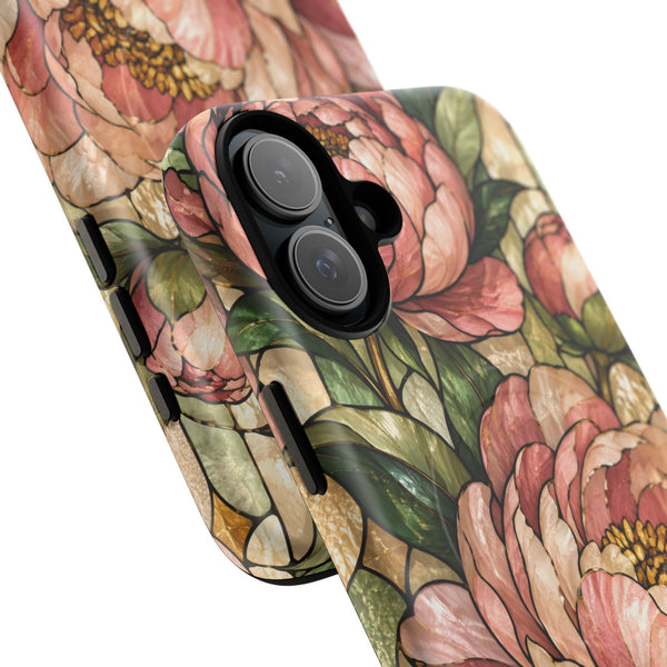 Glossy or Matte Stained Glass Peony MagSafe iPhone Case