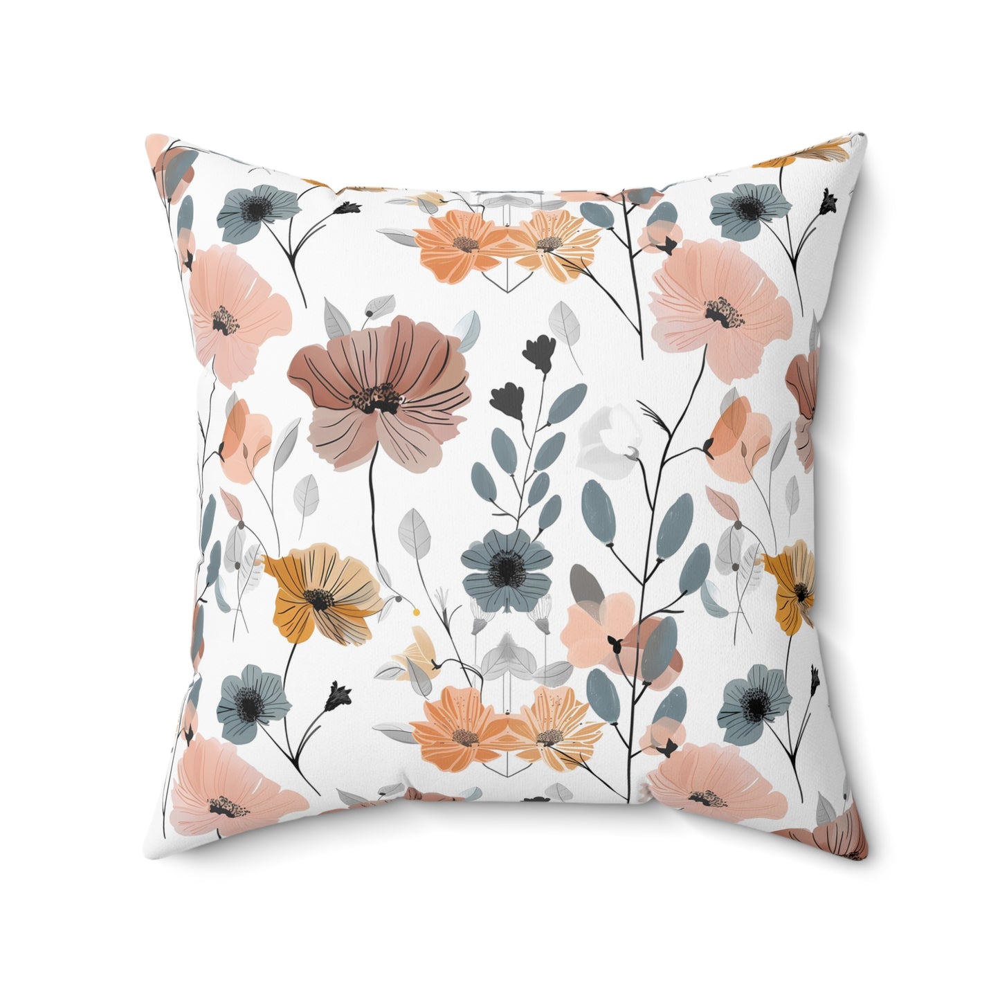 Blush and Mustard Floral - Indoor Throw Pillow