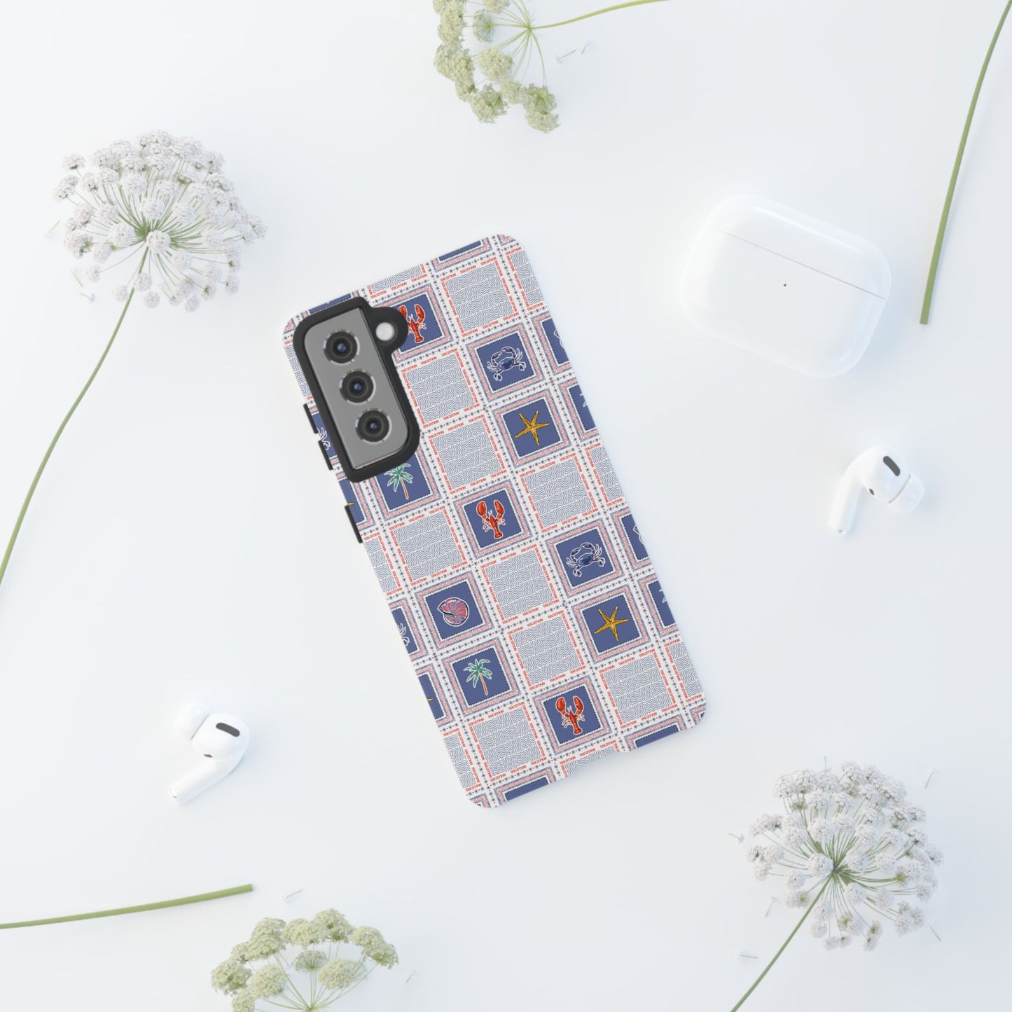 Lobsters Sailboats Seashells - Cell Phone Tough Case