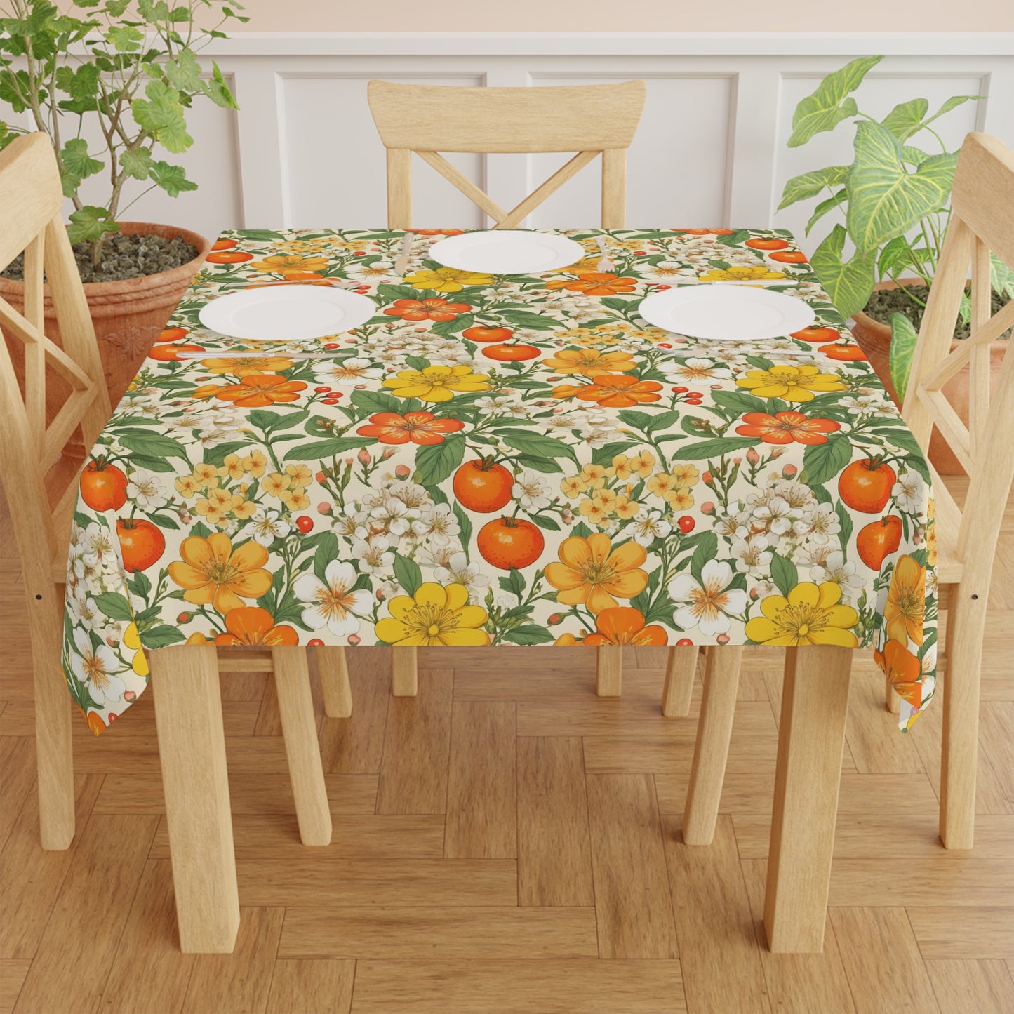 Orange Blossom Floral Citrus Tablecloth