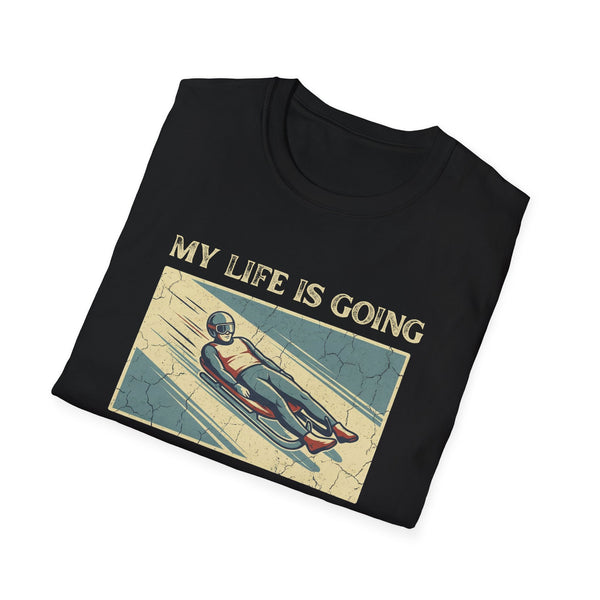 My Life Is Going Downhill Fast Retro T-Shirt | Vintage Style Funny Luge Graphic Tee