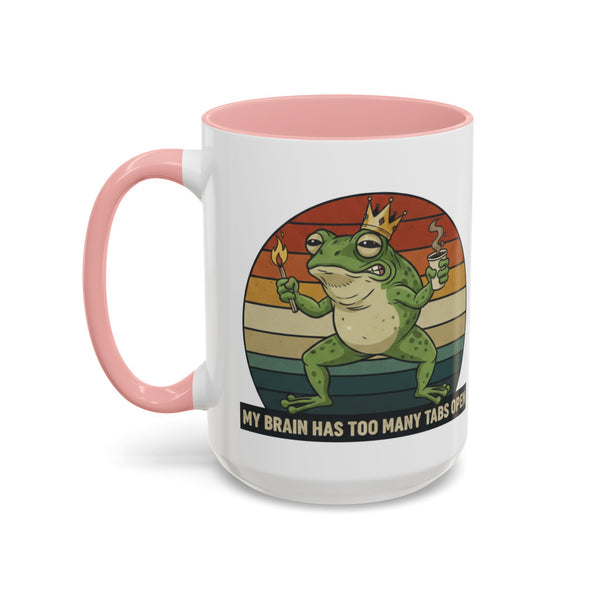 "Too Many Tabs Open" Retro Frog Accent Mug - 11oz & 15oz Ceramic Coffee Cup