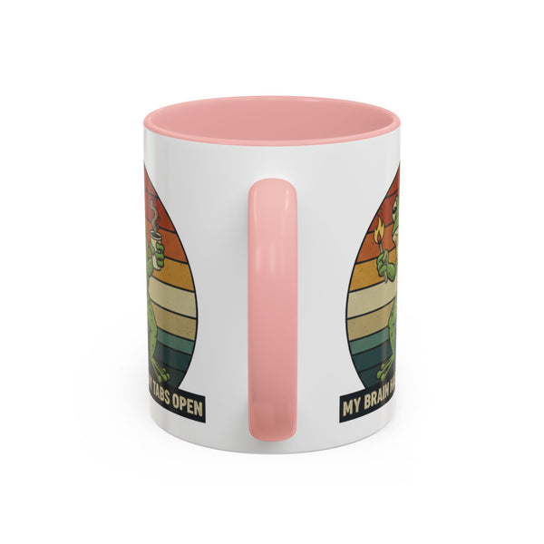 "Too Many Tabs Open" Retro Frog Accent Mug - 11oz & 15oz Ceramic Coffee Cup