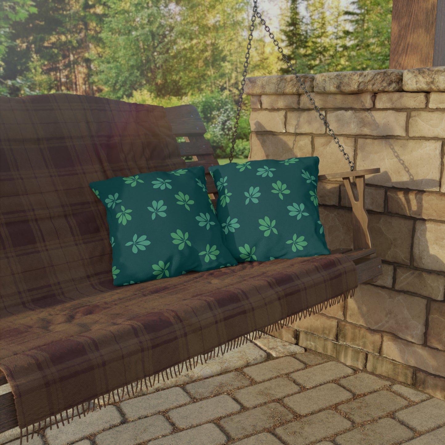 Tropical Green Foliage - Outdoor Throw Pillow