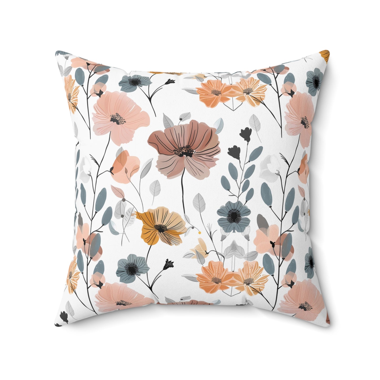 Blush and Mustard Floral - Indoor Throw Pillow