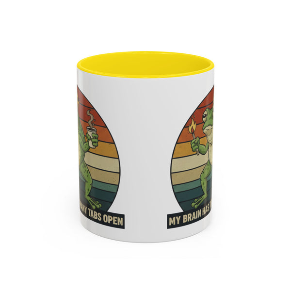 "Too Many Tabs Open" Retro Frog Accent Mug - 11oz & 15oz Ceramic Coffee Cup