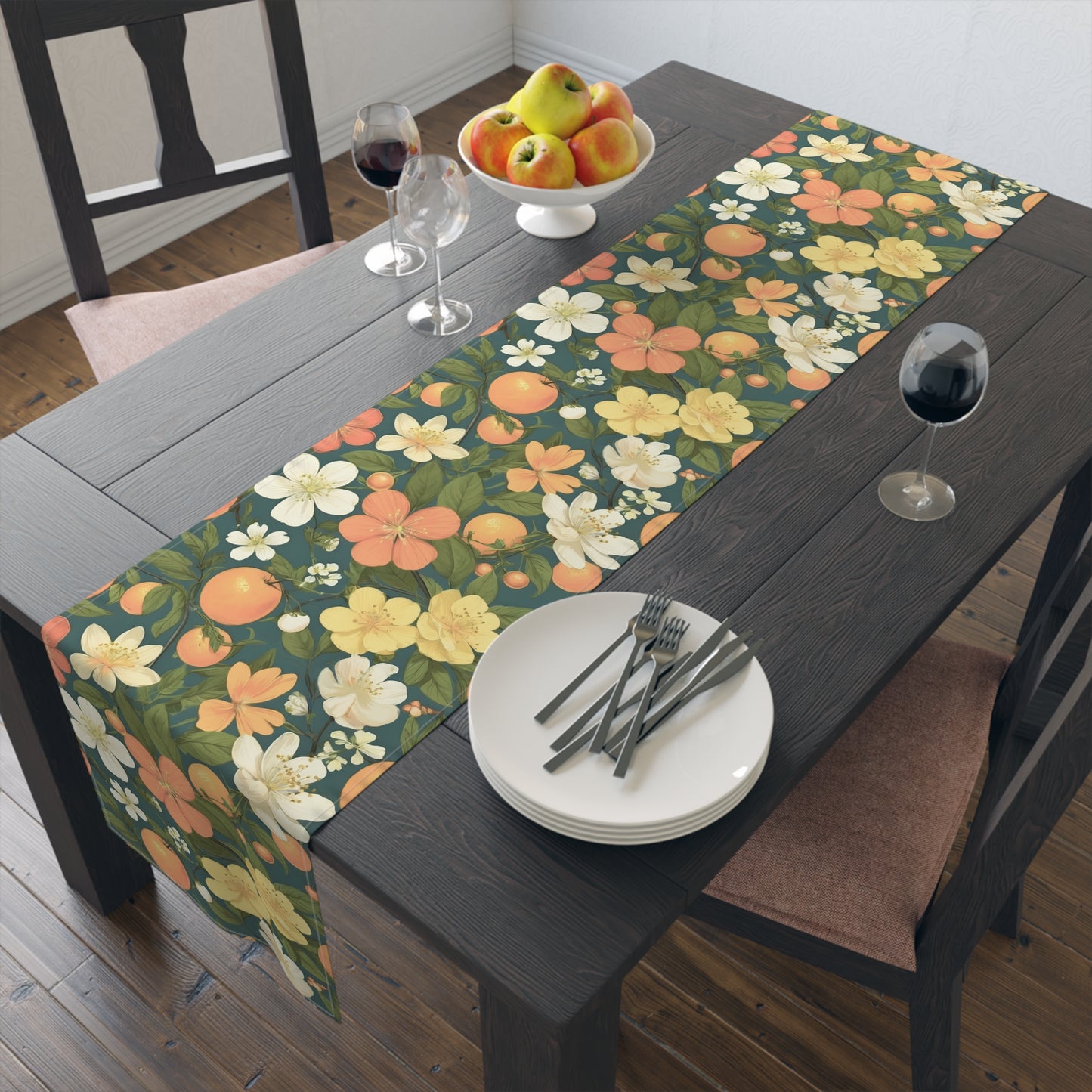 Orange Blossom Floral Table Runner