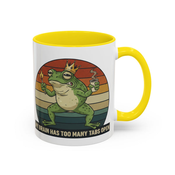 "Too Many Tabs Open" Retro Frog Accent Mug - 11oz & 15oz Ceramic Coffee Cup
