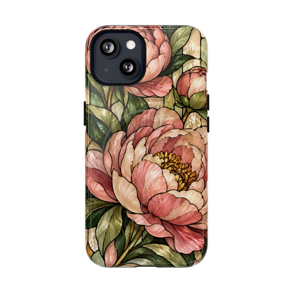 Glossy or Matte Stained Glass Peony MagSafe iPhone Case