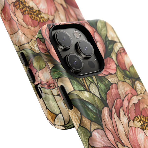 Glossy or Matte Stained Glass Peony MagSafe iPhone Case