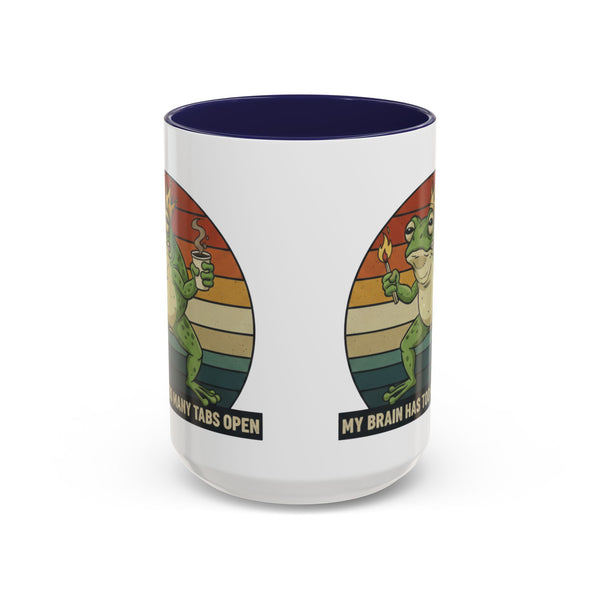 "Too Many Tabs Open" Retro Frog Accent Mug - 11oz & 15oz Ceramic Coffee Cup