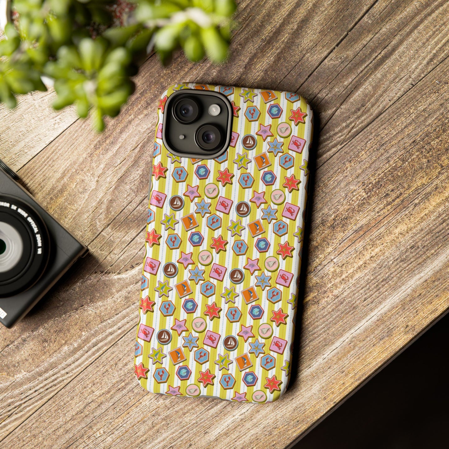 Yellow and White Striped Summer Themed Phone Case