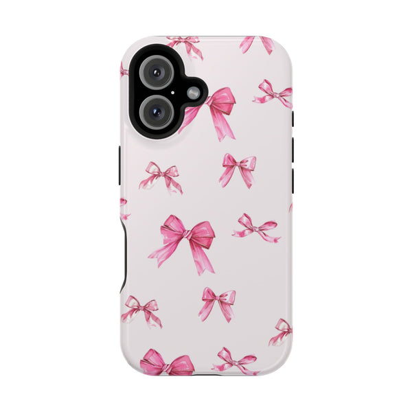 Coquette Pink Bow MagSafe Phone Case | Fits iPhone 13–16 | Matte or Glossy Finish