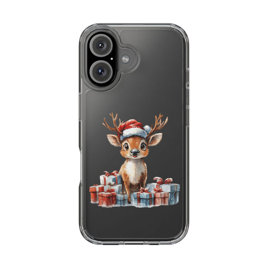 Festive Reindeer on a Clear Phone Case
