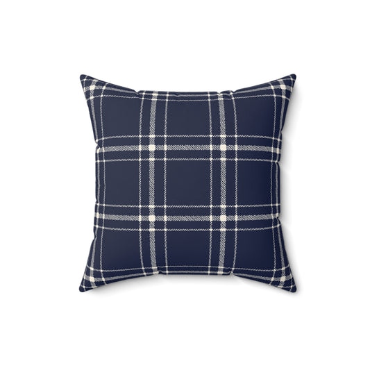 Blue and White Plaid - Decorative Throw Pillow