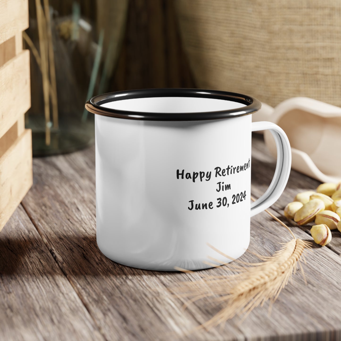 Personalized Retirement Mug - Adventure Awaits - 12 oz Enamel Mug