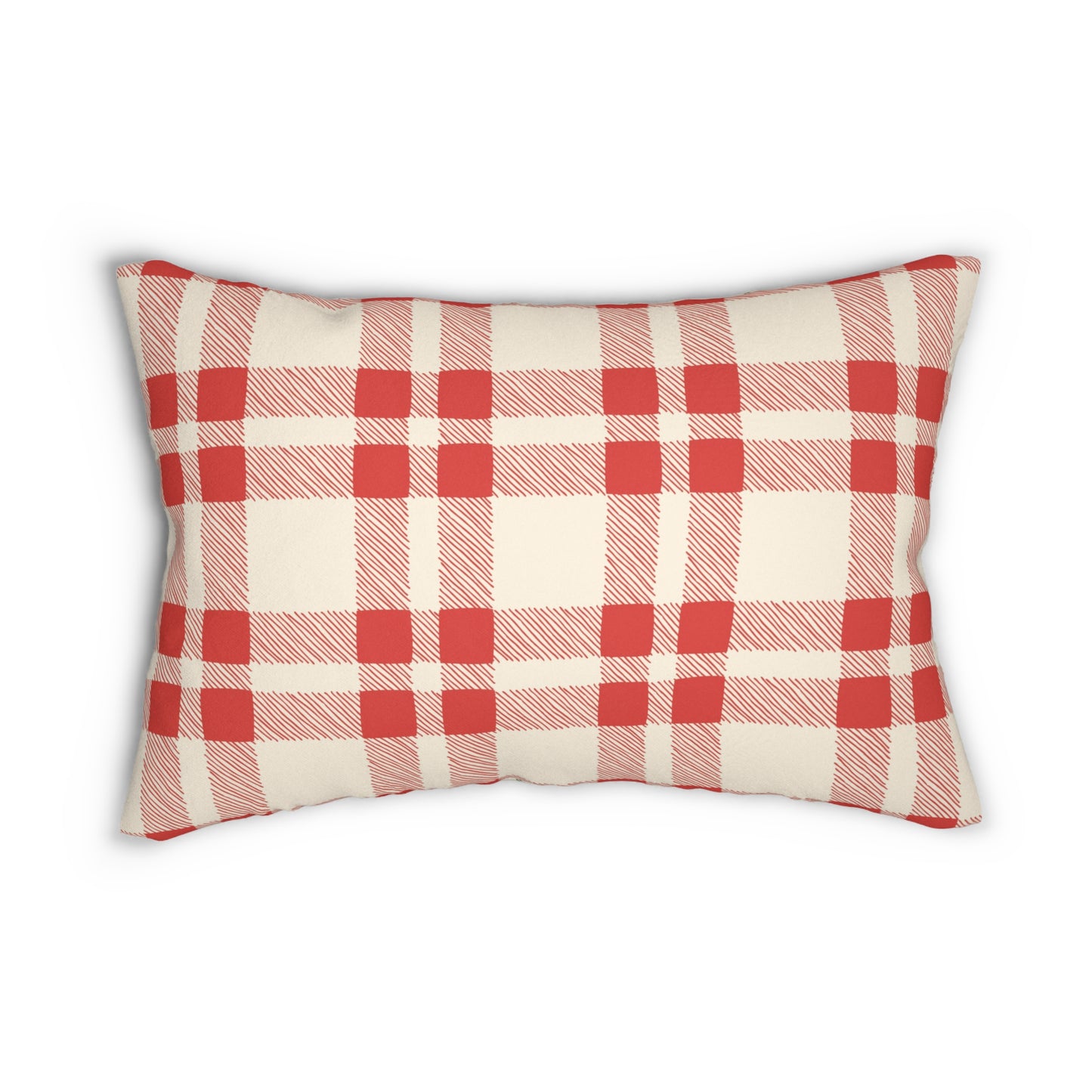 Red and Green Plaid - Indoor Lumbar Pillow