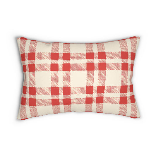 Red and Green Plaid - Indoor Lumbar Pillow