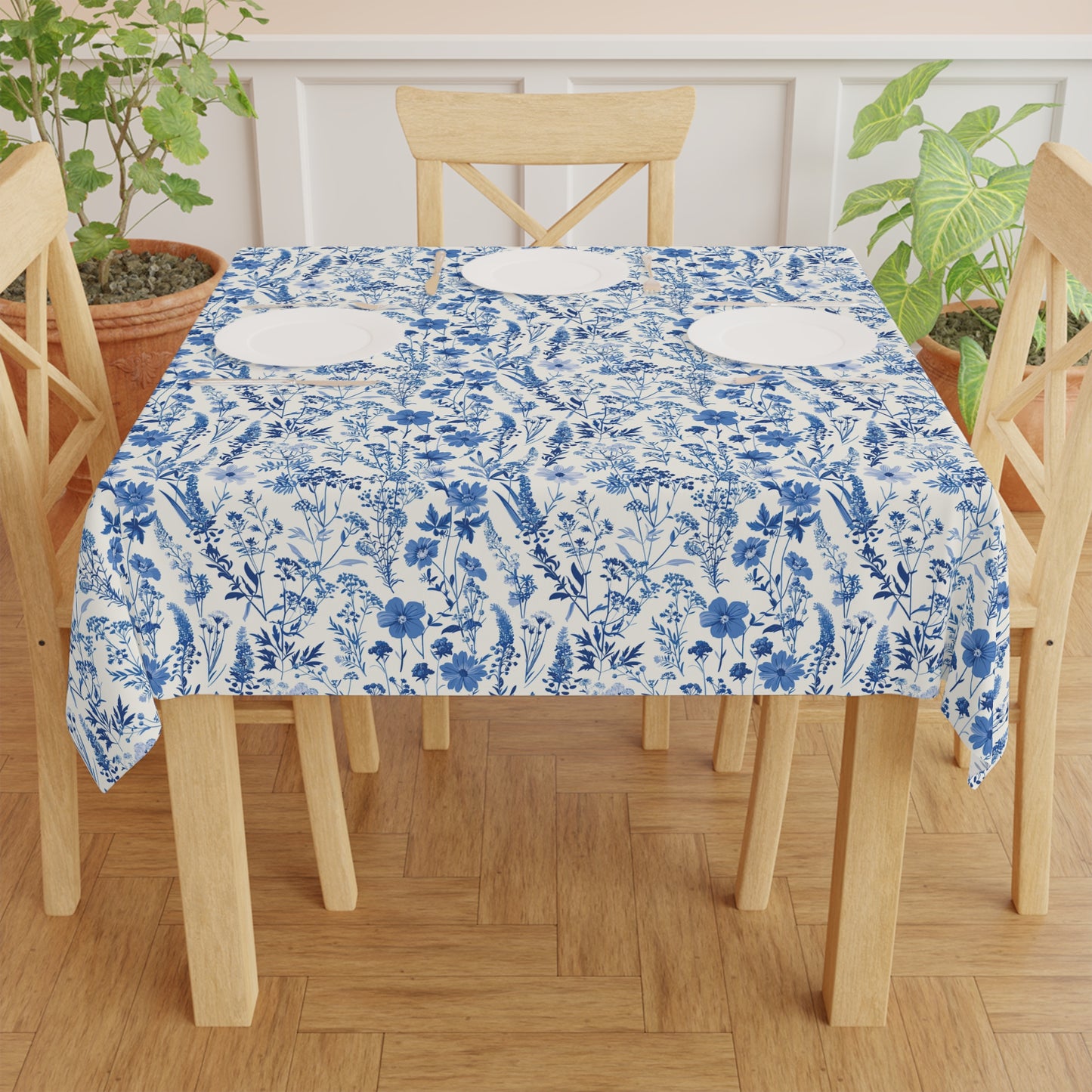 Blue Floral Square - Tablecloth