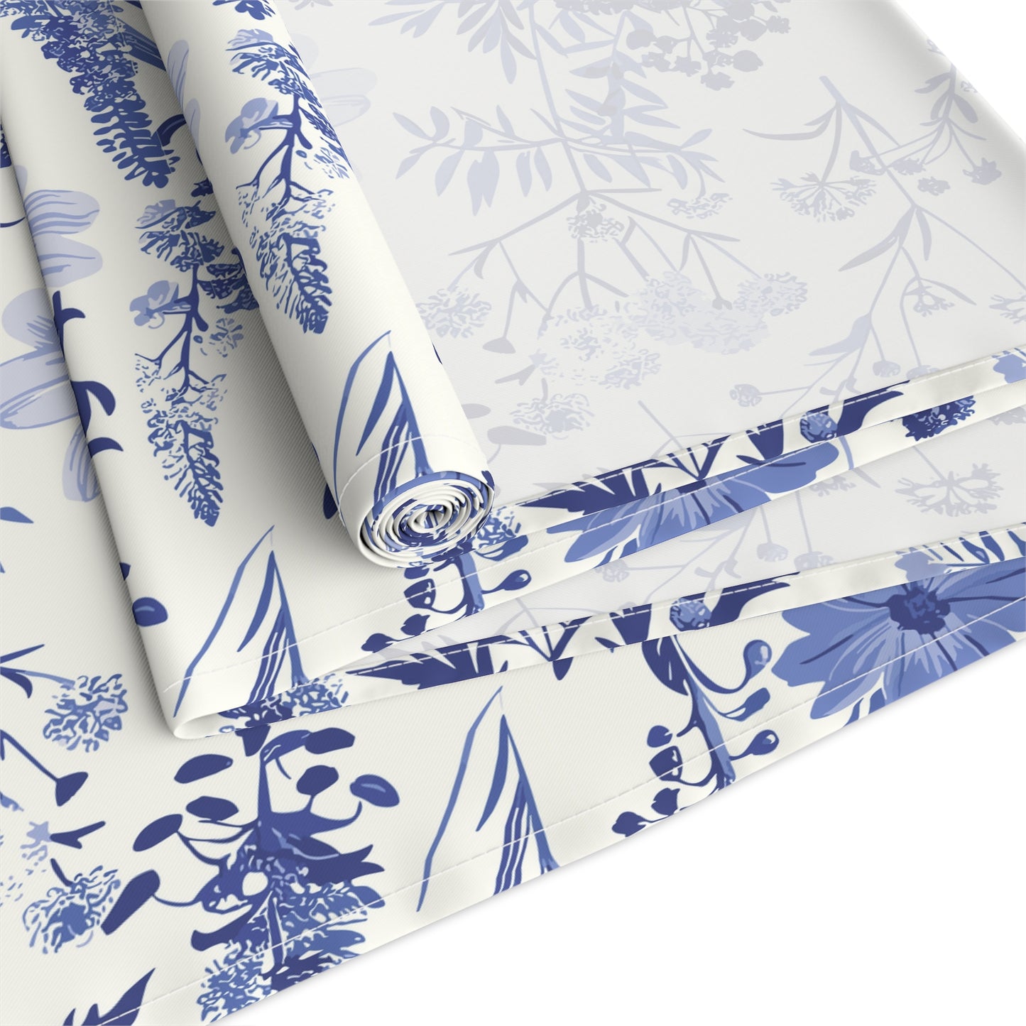 Blue Floral Toile Table Runner