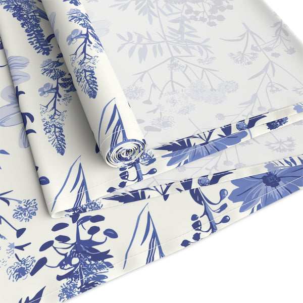 Blue Floral Toile Table Runner