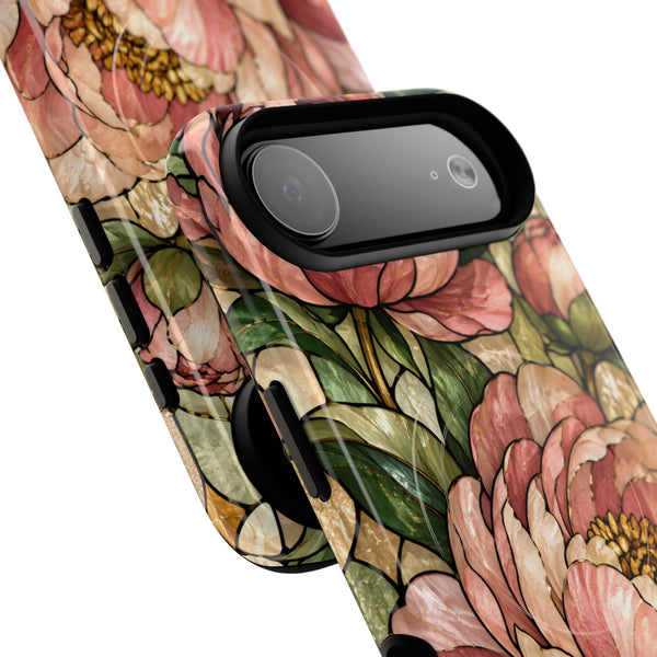 Glossy or Matte Stained Glass Peony MagSafe iPhone Case