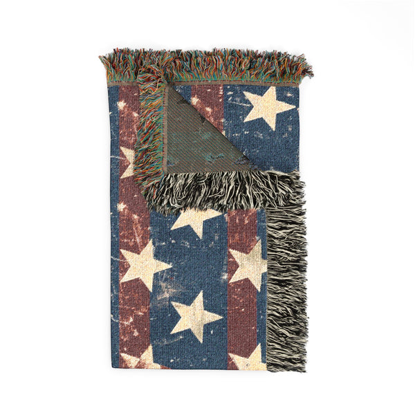 Patriotic Star Woven Blanket