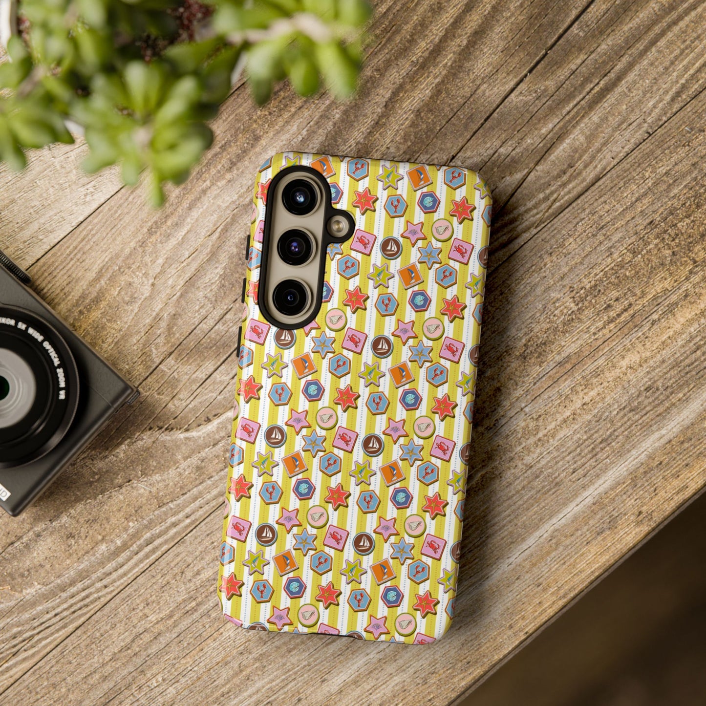 Yellow and White Striped Summer Themed Phone Case