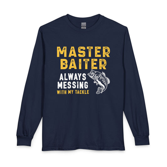 Master Baiter Fishing Graphic Long Sleeve | Funny Fisherman Shirt, Tackle Humor, Dad Jokes