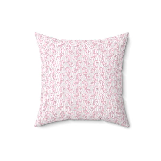 Pink Scroll Patterned - Indoor Throw Pillow