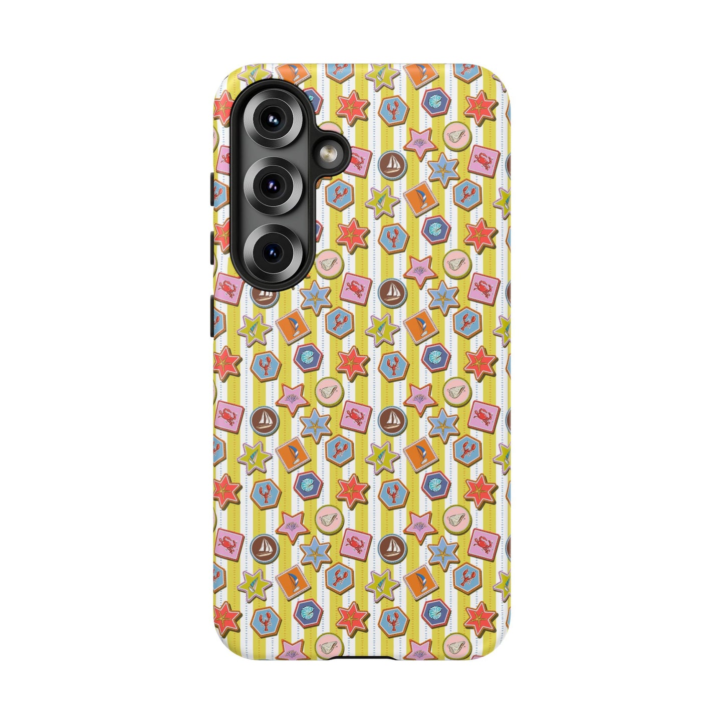Yellow and White Striped Summer Themed Phone Case