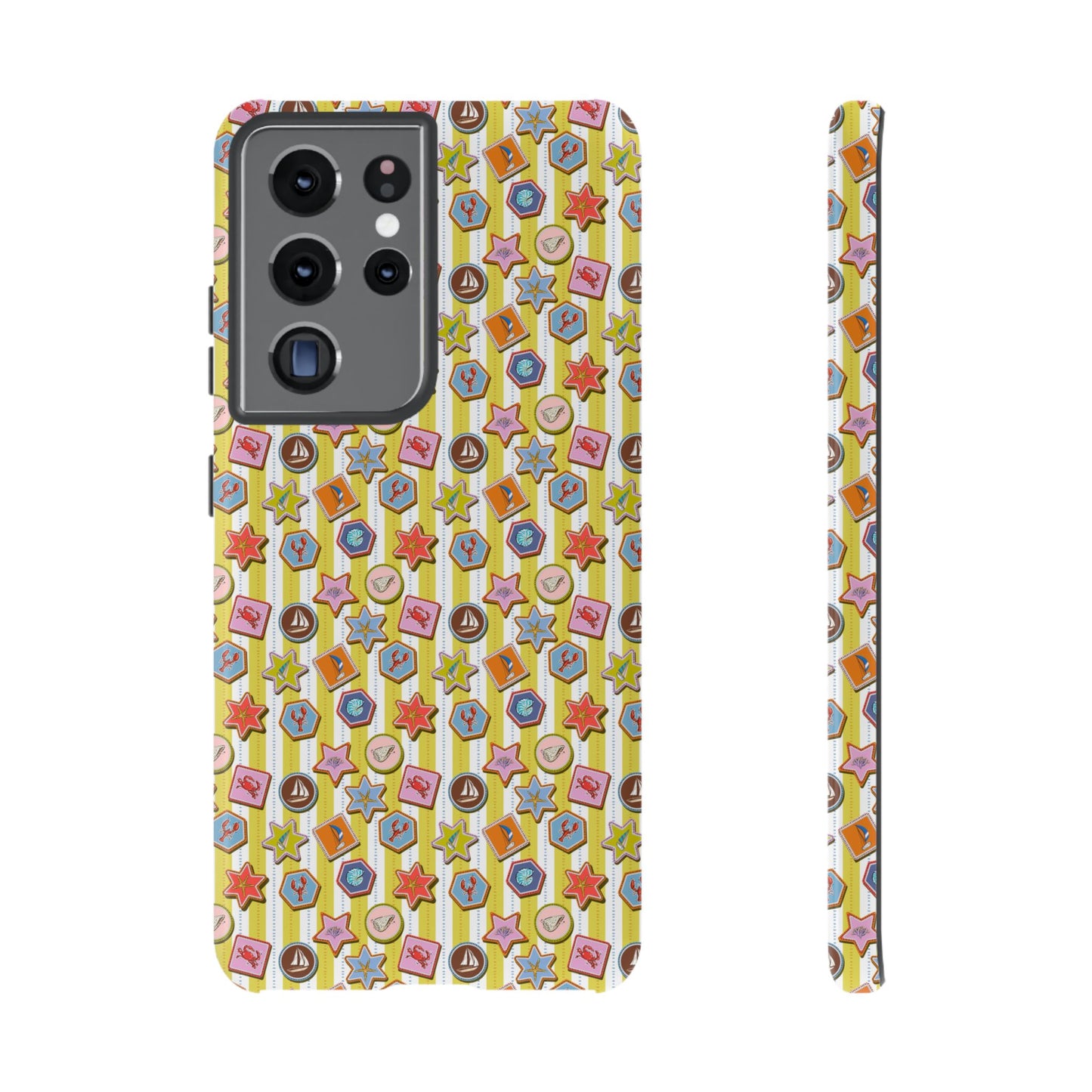 Yellow and White Striped Summer Themed Phone Case