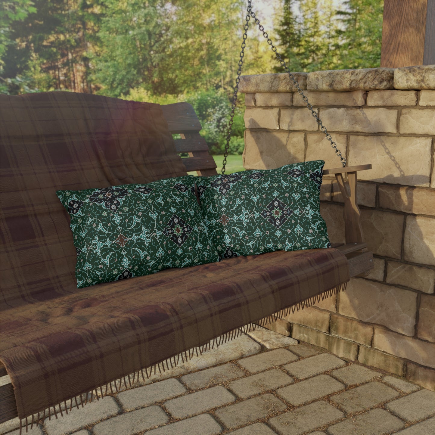 Elegant Green and Blue - Outdoor Pillow