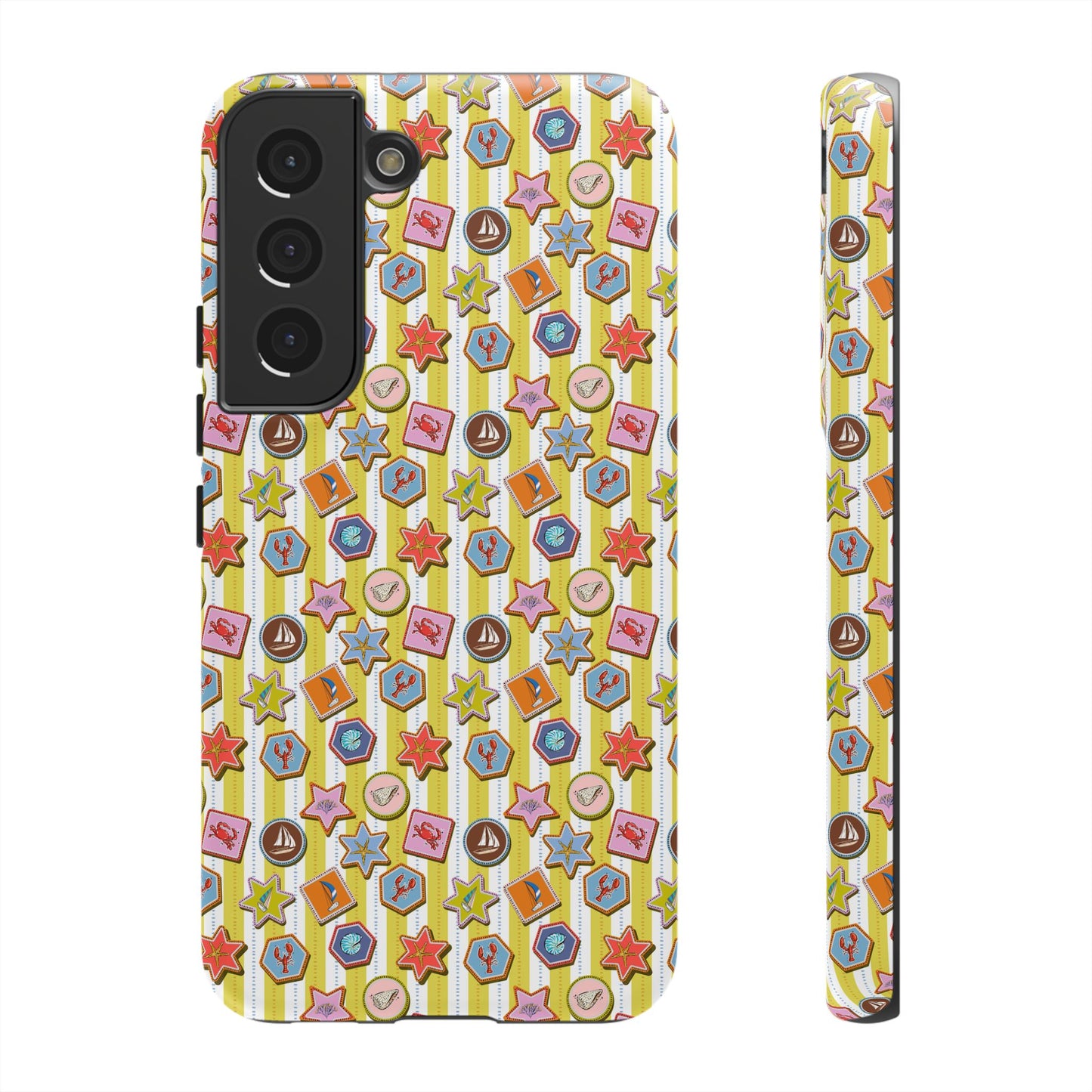 Yellow and White Striped Summer Themed Phone Case