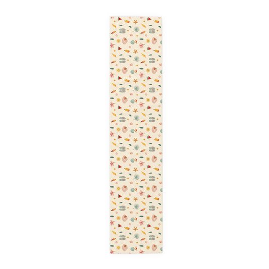 Seashell & Beach Print - Coastal Table Runner
