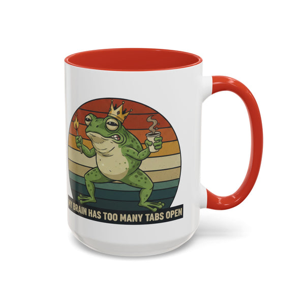 "Too Many Tabs Open" Retro Frog Accent Mug - 11oz & 15oz Ceramic Coffee Cup