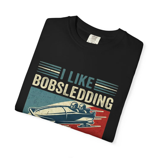 "I Like Bobsledding & Maybe 3 People" Retro Graphic T-Shirt | Funny Winter Sport Gift