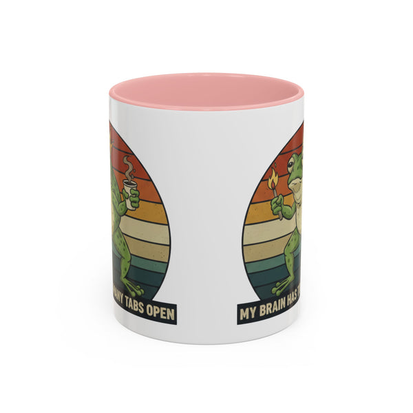"Too Many Tabs Open" Retro Frog Accent Mug - 11oz & 15oz Ceramic Coffee Cup