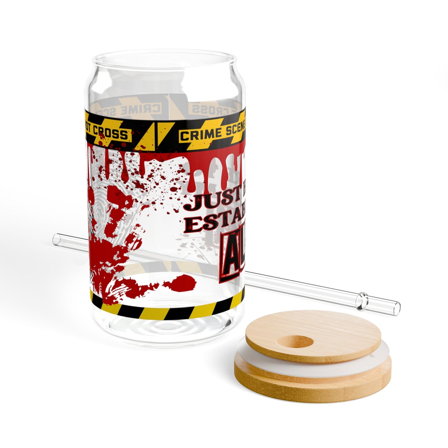True Crime Lover - 16oz Glass with Lid and Straw