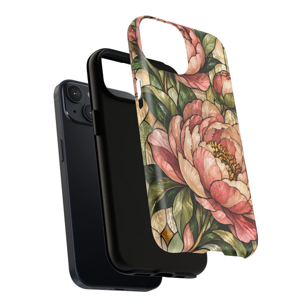 Glossy or Matte Stained Glass Peony MagSafe iPhone Case