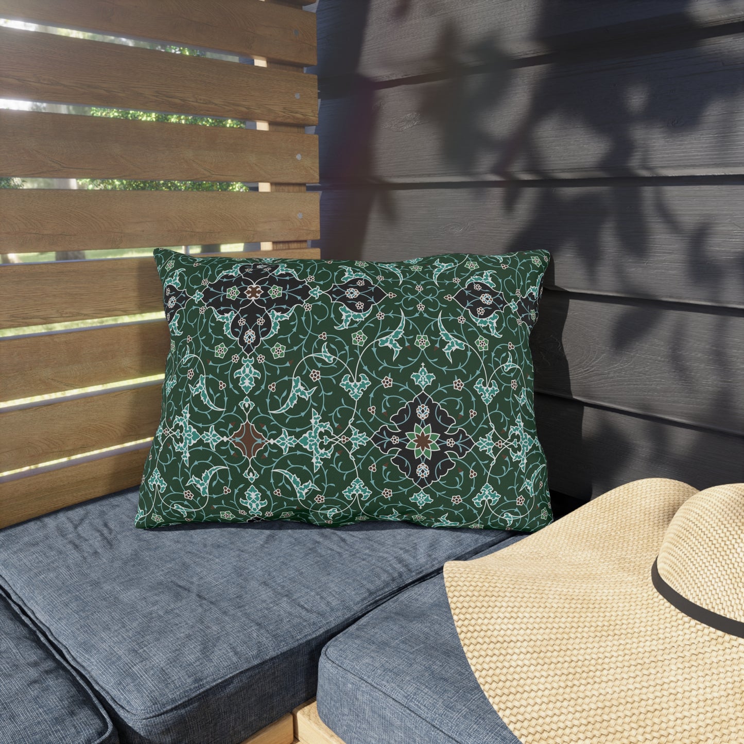 Elegant Green and Blue - Outdoor Pillow