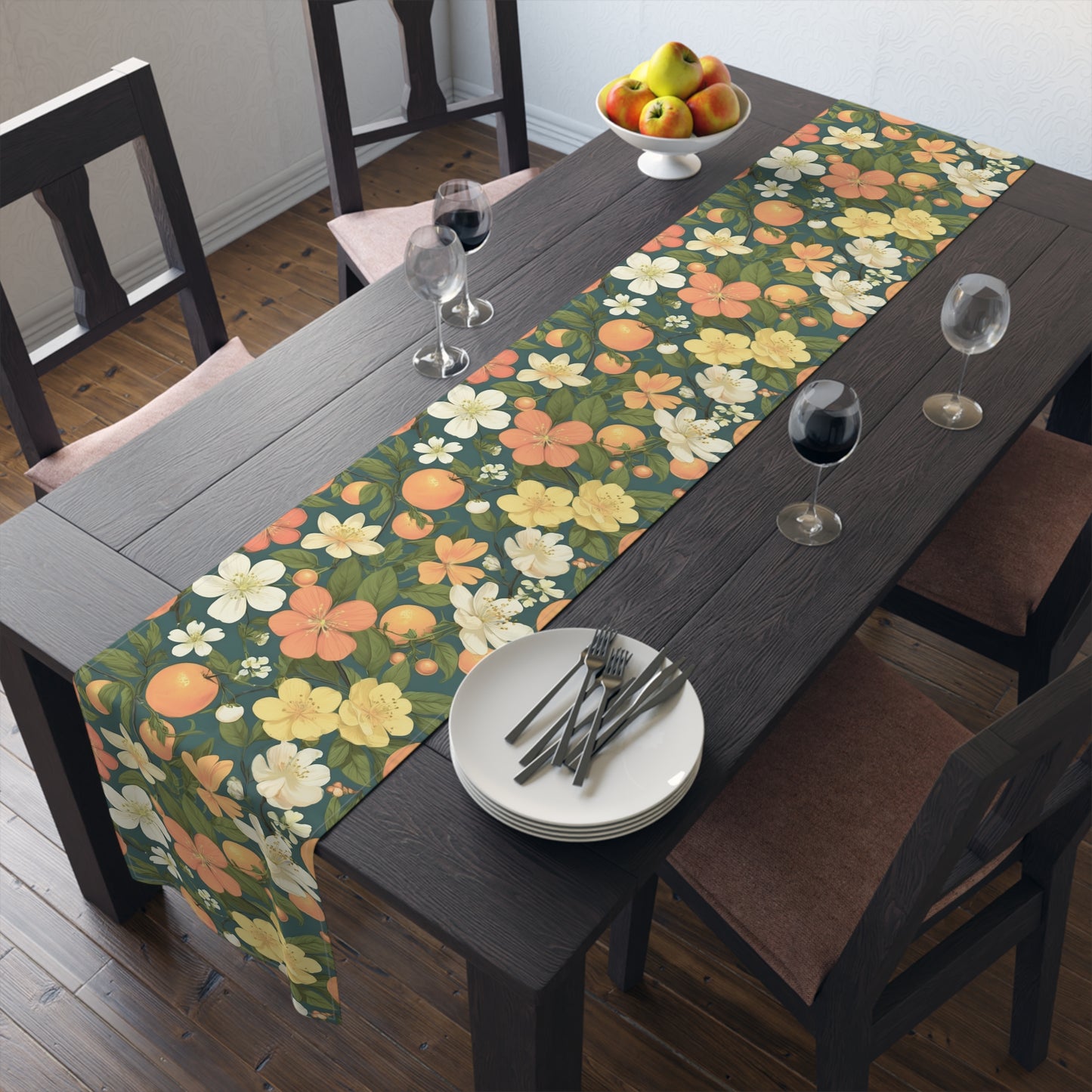 Orange Blossom Floral Table Runner
