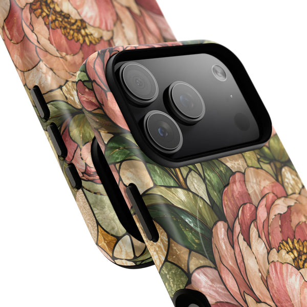 Glossy or Matte Stained Glass Peony MagSafe iPhone Case