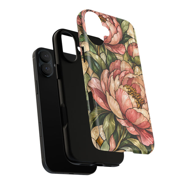 Glossy or Matte Stained Glass Peony MagSafe iPhone Case