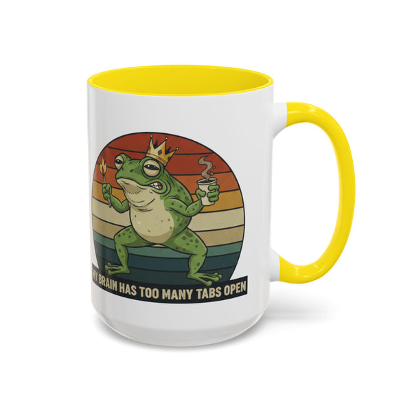 "Too Many Tabs Open" Retro Frog Accent Mug - 11oz & 15oz Ceramic Coffee Cup