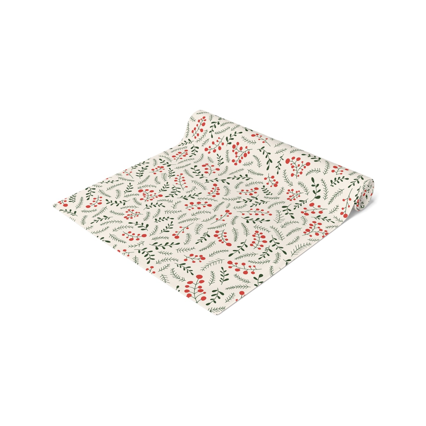 Christmas Table Runner Featuring Red & Green Holly