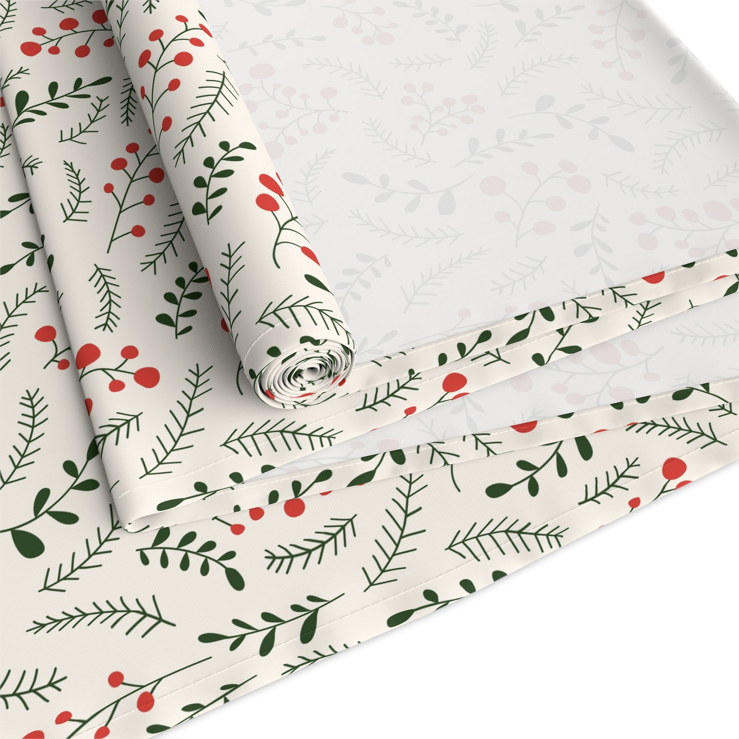 Christmas Table Runner Featuring Red & Green Holly