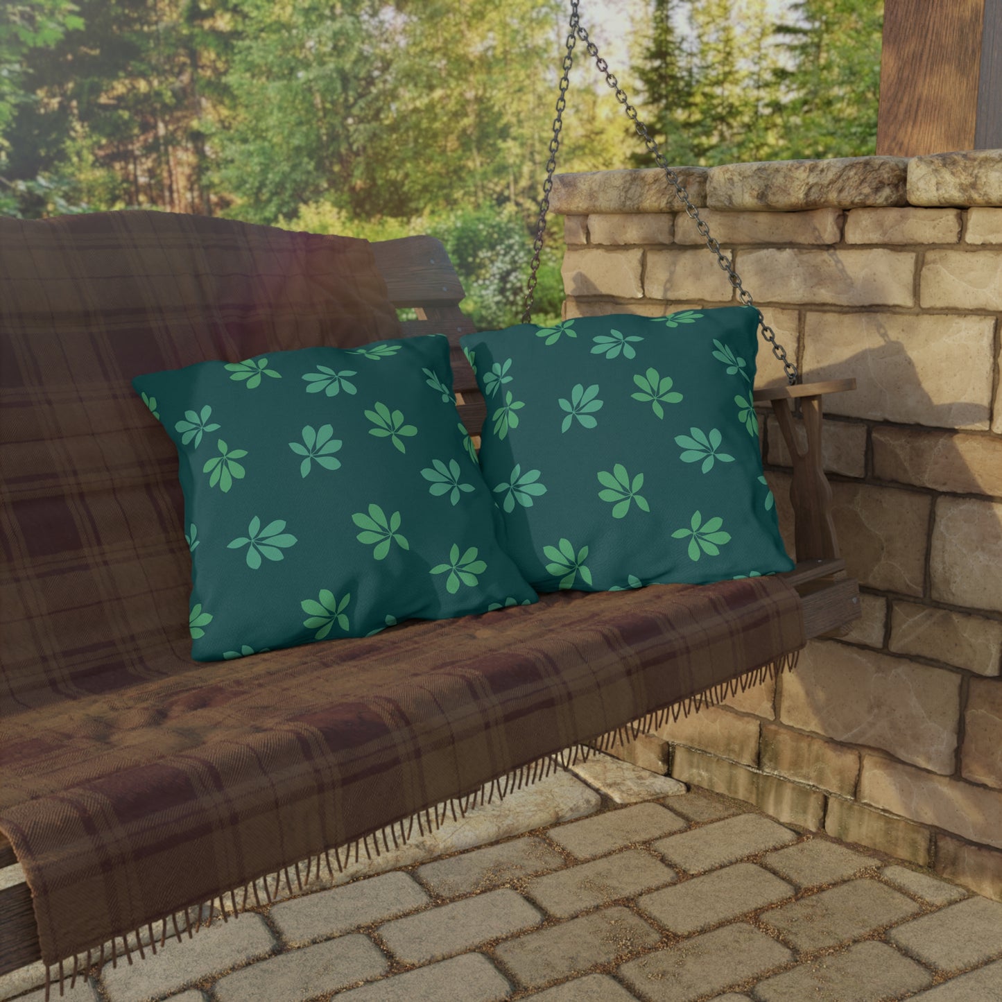 Tropical Green Foliage - Outdoor Throw Pillow